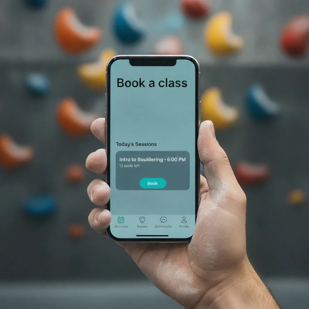 An example app screen: class booking — pick a session, hold a spot